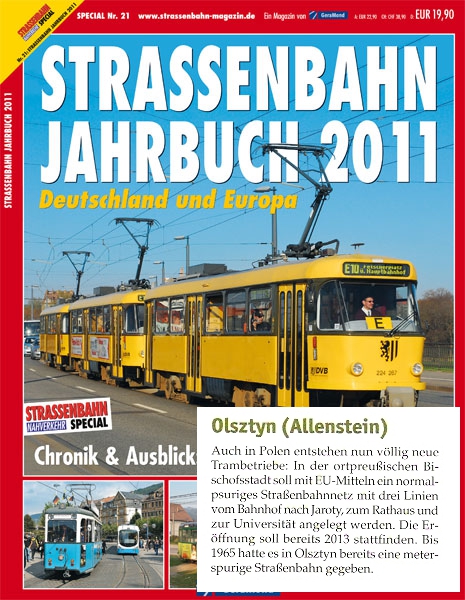 Olsztyn w "Strassenbahn Jahrbuch 2011"