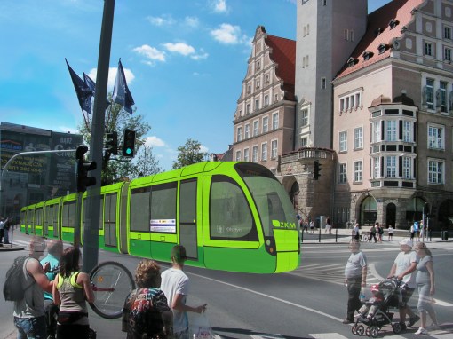 Propozycja malowania tramwajów w barwy Olsztyna (limonkowy i zielony)