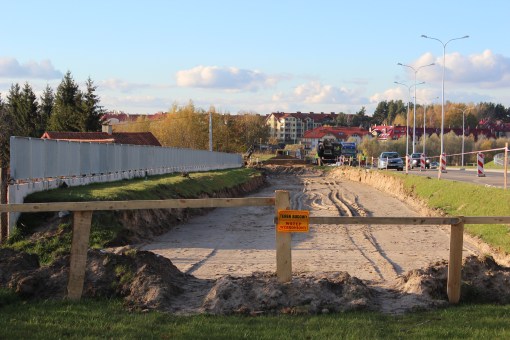 Budowa linii tramwajowej przy ulicy Płoskiego (29 października 2012)