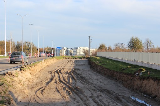 Budowa linii tramwajowej przy ulicy Płoskiego (29 października 2012)