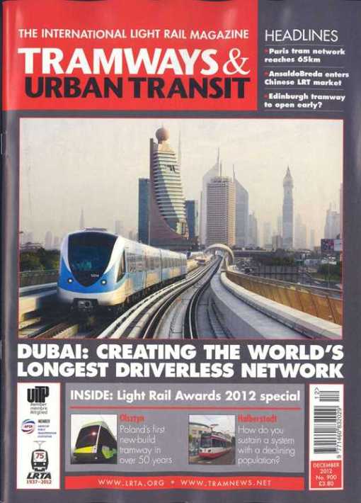 Okładka "Tramways & Urban Transit" z grudnia 2012