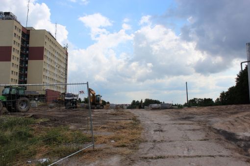 Budowa linii tramwajowej i ulicy Obiegowej (24 czerwca 2013)