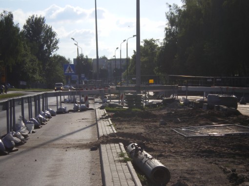 Budowa linii tramwajowej przy ulicy Towarowej (8 czerwca 2013)