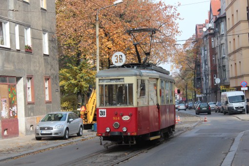 Konstal N z 1949 roku na ulicy Piekarskiej w Bytomiu