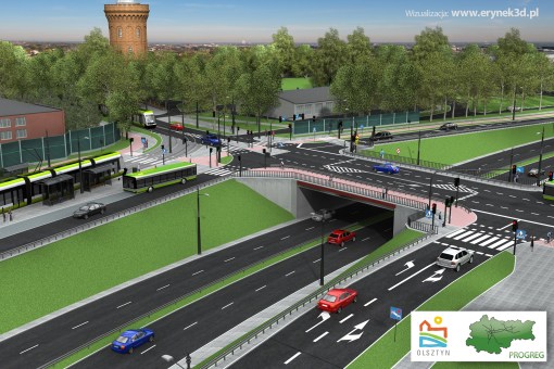 Wizualizacja skrzyżowania Obiegowej z Żołnierską