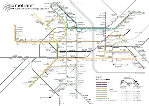 Metram - schemat warszawskiej komunikacji szynowej