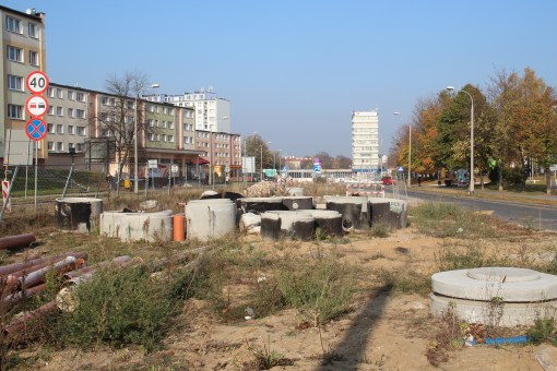 Budowa linii tramwajowej na ulicy Dworcowej (26 października 2014)