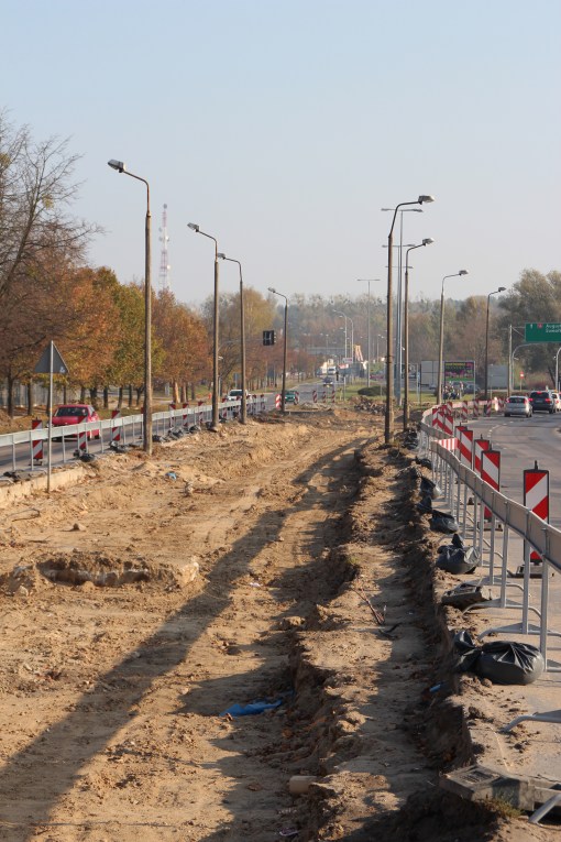 Budowa linii tramwajowej na ulicy Towarowej (26 października 2014)
