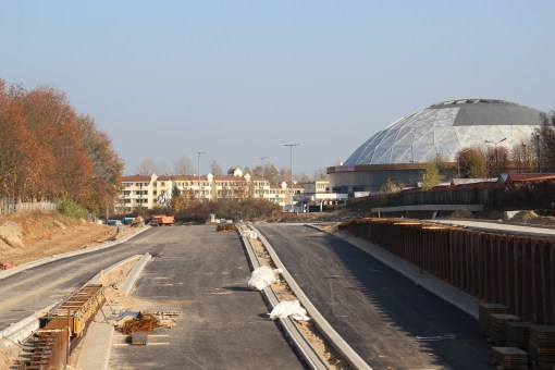 Budowa ulicy Obiegowej (26 października 2014)