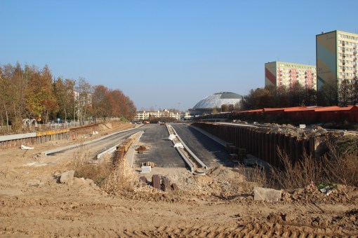 Budowa ulicy Obiegowej (26 października 2014)