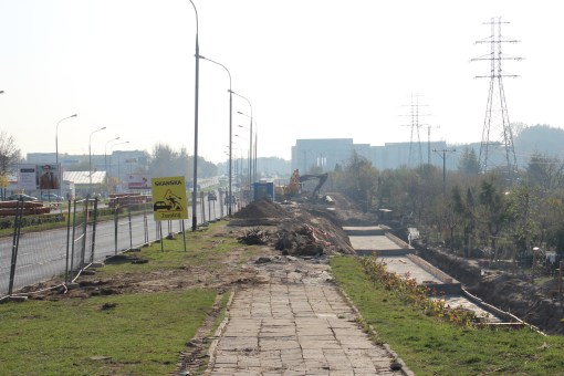 Budowa linii tramwajowej przy alei Sikorskiego (26 października 2014)