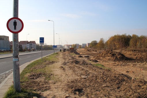 Budowa linii tramwajowej przy ulicy Witosa (26 października 2014)