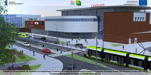 Wizualizacja linii tramwajowej w alei Piłsudskiego (u wylotu Dąbrowszczaków)