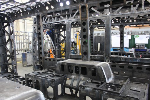 Pudło jednego z pierwszych Tramino Olsztyn w fabryce Solarisa w Środzie Wielkopolskiej