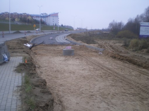 Budowa linii tramwajowej przy ulicy Płoskiego (16 listopada 2014)