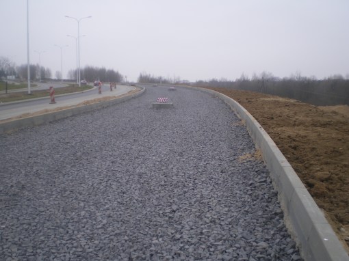 Budowa linii tramwajowej przy ulicy Płoskiego (16 listopada 2014)