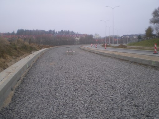 Budowa linii tramwajowej przy ulicy Płoskiego (16 listopada 2014)