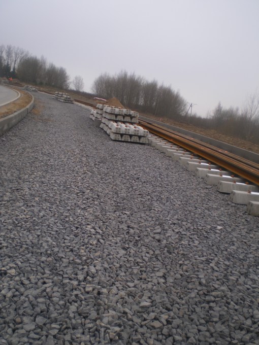 Budowa linii tramwajowej przy ulicy Płoskiego (22 listopada 2014)