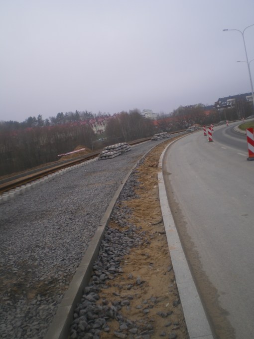 Budowa linii tramwajowej przy ulicy Płoskiego (22 listopada 2014)