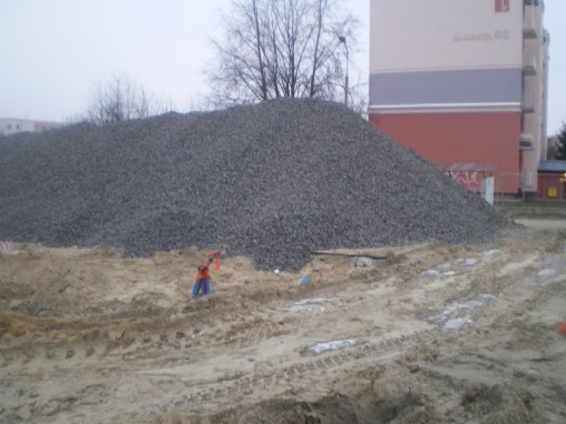 Budowa linii tramwajowej przy ulicy Witosa (30 listopada 2014)