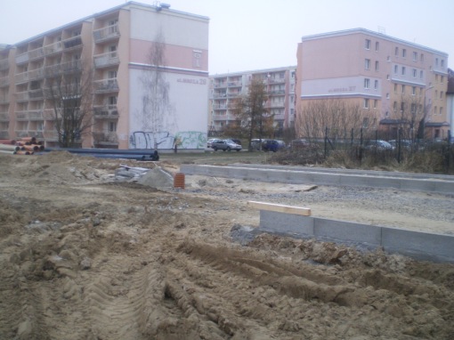 Budowa linii tramwajowej przy ulicy Witosa (30 listopada 2014)