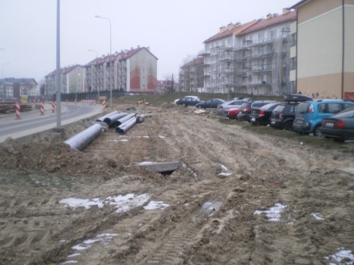 Budowa linii tramwajowej przy ulicy Witosa (30 listopada 2014)