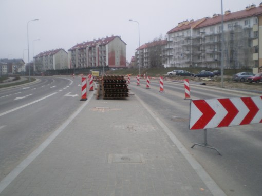 Budowa linii tramwajowej przy ulicy Witosa (30 listopada 2014)