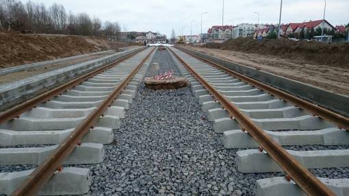 Budowa linii tramwajowej przy ulicy Witosa (13 grudnia 2014)