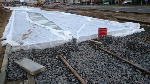 Budowa linii tramwajowej przy ulicy Witosa (13 grudnia 2014)