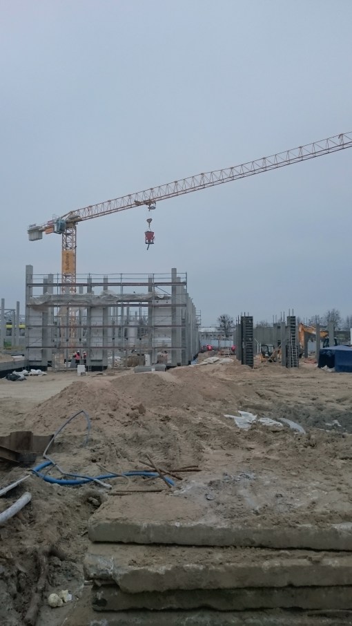 Budowa zajezdni tramwajowej przy ulicy Towarowej i Kołobrzeskiej (1 grudnia 2014)