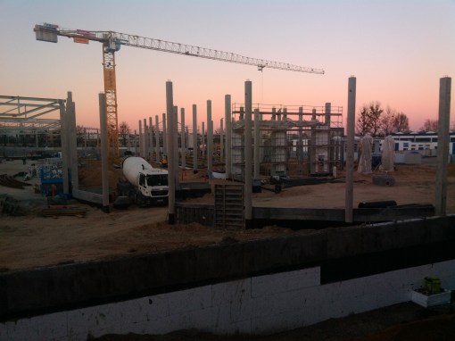 Budowa zajezdni tramwajowej przy ulicy Towarowej i Kołobrzeskiej (2 grudnia 2014)