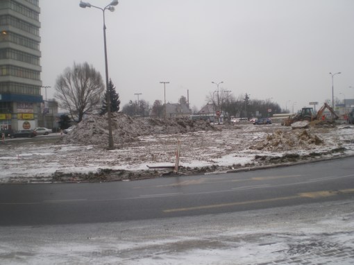 Budowa linii tramwajowej na placu Konstytucji 3 Maja (3 grudnia 2014)