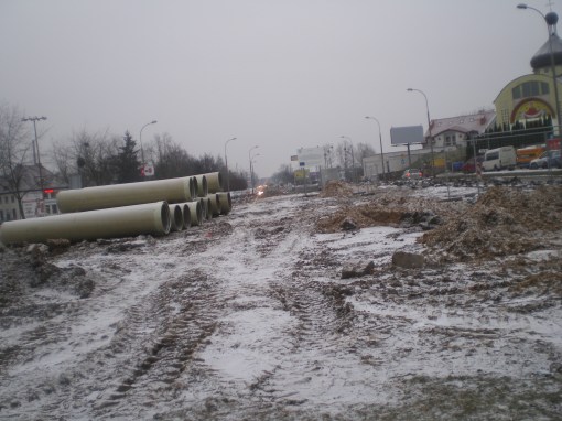 Budowa linii tramwajowej na ulicy Lubelskiej (3 grudnia 2014)