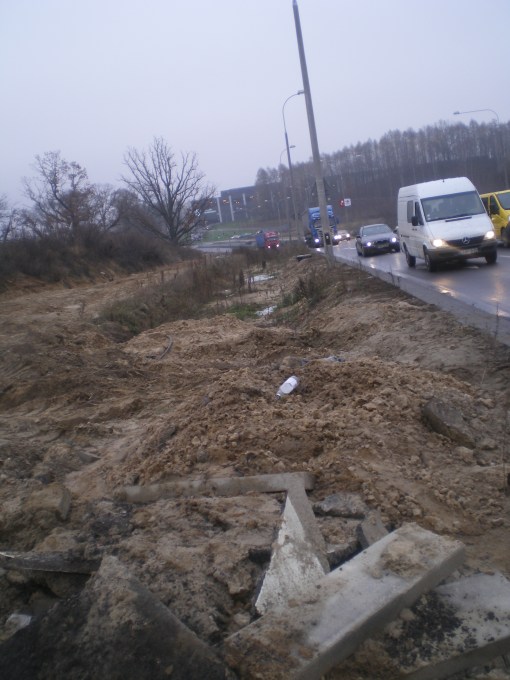 Budowa linii tramwajowej przy ulicy Tuwima (7 grudnia 2014)