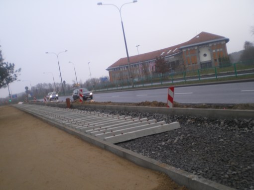 Budowa linii tramwajowej przy ulicy Tuwima (7 grudnia 2014)