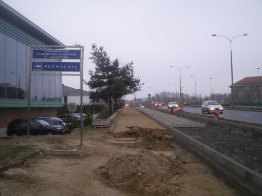 Budowa linii tramwajowej przy ulicy Tuwima (7 grudnia 2014)