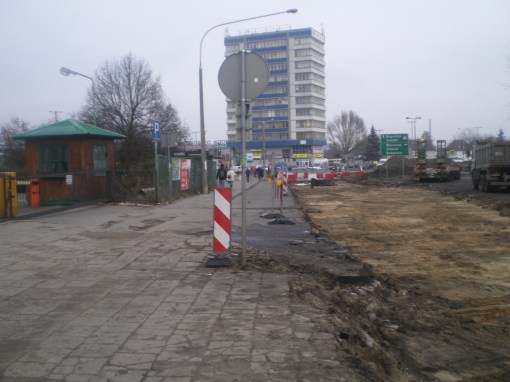 Budowa linii tramwajowej na ulicy Kościuszki (10 grudnia 2014)