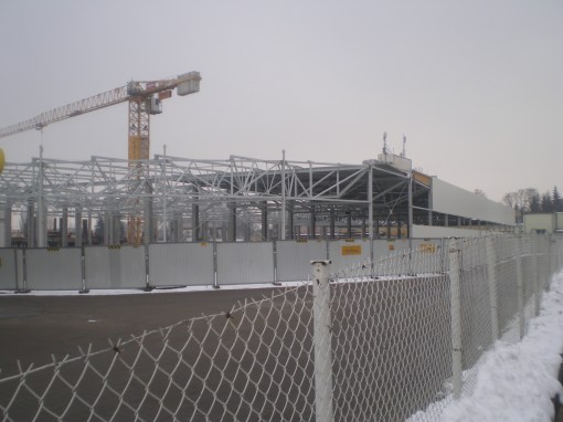 Budowa zajezdni tramwajowej przy ulicy Towarowej i Kołobrzeskiej (22 stycznia 2015)