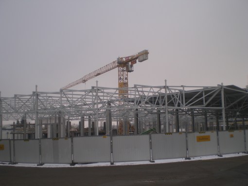 Budowa zajezdni tramwajowej przy ulicy Towarowej i Kołobrzeskiej (22 stycznia 2015)