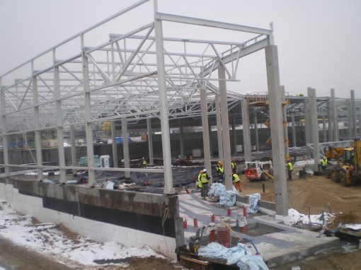 Budowa zajezdni tramwajowej przy ulicy Towarowej i Kołobrzeskiej (22 stycznia 2015)