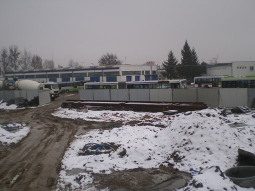 Budowa zajezdni tramwajowej przy ulicy Towarowej i Kołobrzeskiej (22 stycznia 2015)