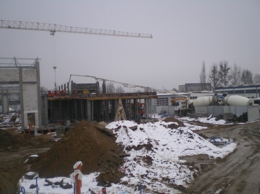 Budowa zajezdni tramwajowej przy ulicy Towarowej i Kołobrzeskiej (22 stycznia 2015)