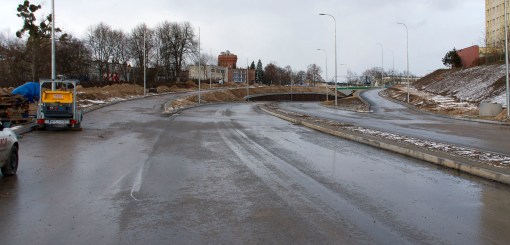 Budowa ulicy Obiegowej (2 stycznia 2015)