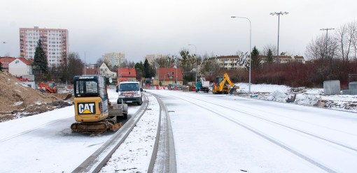 Budowa ulicy Obiegowej (2 stycznia 2015)