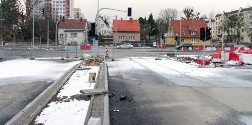 Budowa ulicy Obiegowej (2 stycznia 2015)