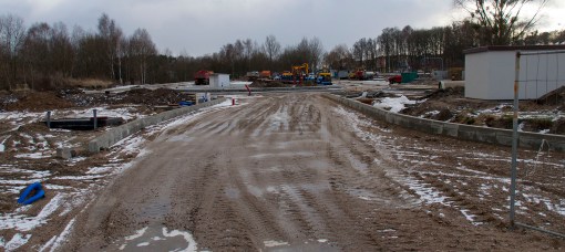 Budowa zajezdni autobusowej przy alei Sikorskiego (2 stycznia 2015)