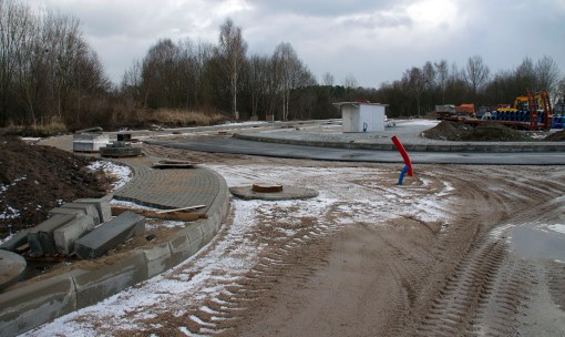 Budowa zajezdni autobusowej przy alei Sikorskiego (2 stycznia 2015)