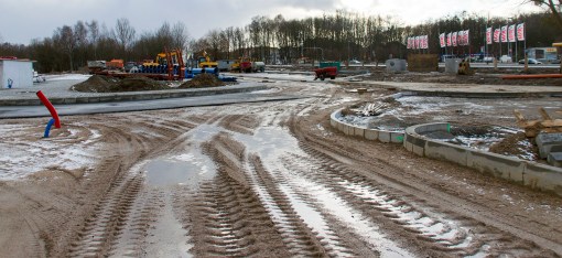 Budowa zajezdni autobusowej przy alei Sikorskiego (2 stycznia 2015)