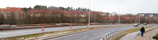 Budowa linii tramwajowej przy ulicy Płoskiego (2 stycznia 2015)