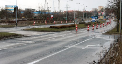 Budowa linii tramwajowej przy alei Sikorskiego (2 stycznia 2015)